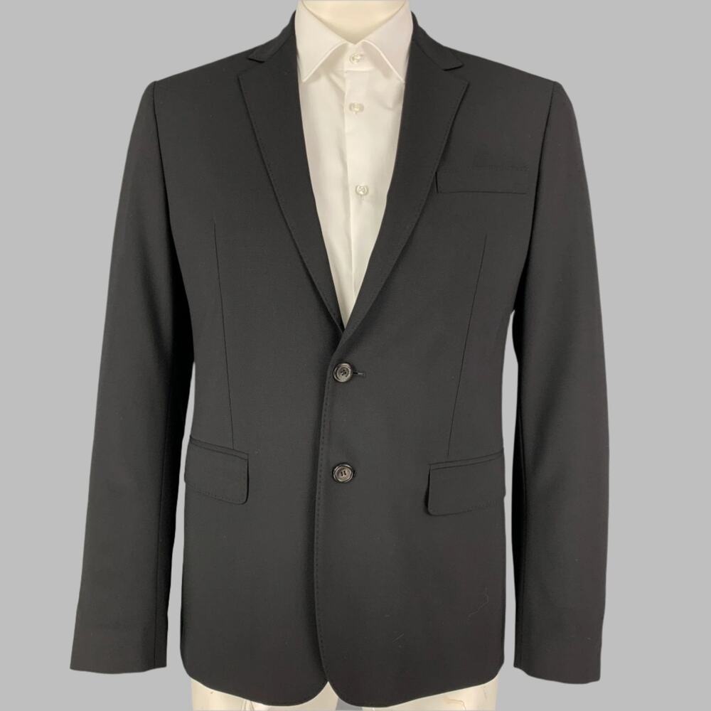 Dsquared2 Size 44 Black Wool Blend Notch Lapel Sport Coat